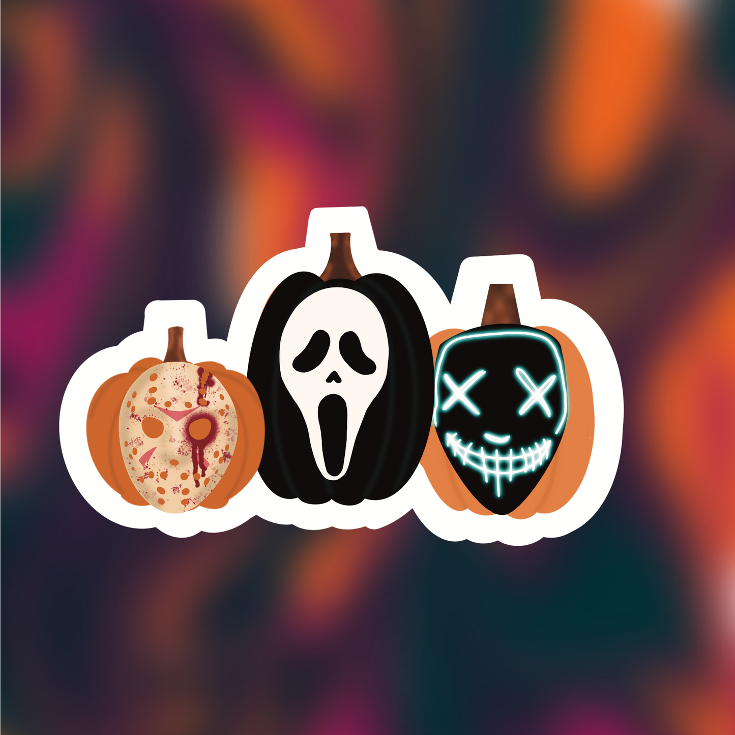 Masked Pumpkins Sticker